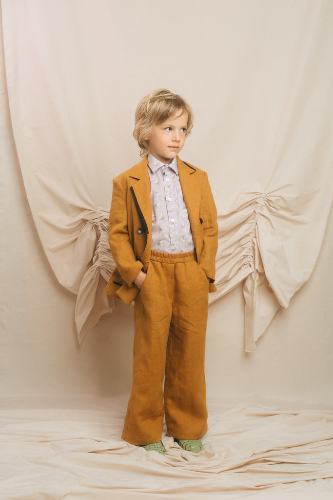 PAADE MODE "ROMANTIC MONSTERS" Linen Pants Forgetmenot in Brown