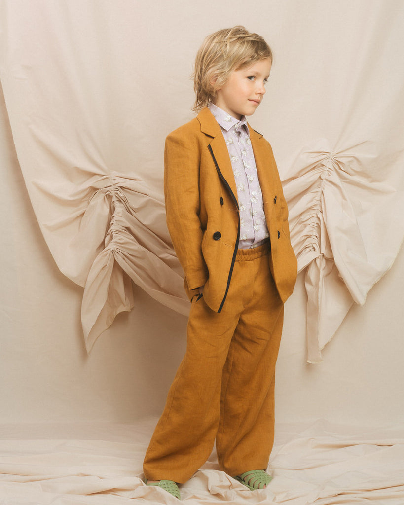PAADE MODE "ROMANTIC MONSTERS" Linen Pants Forgetmenot in Brown