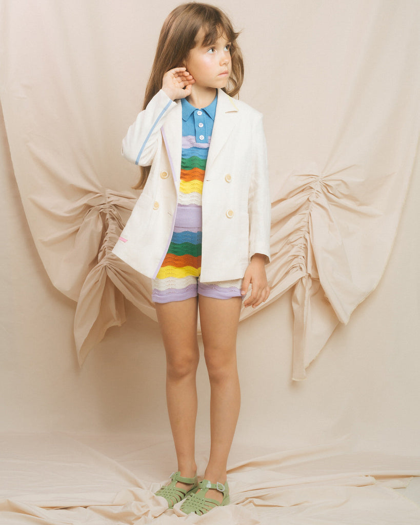 PAADE MODE "ROMANTIC MONSTERS" Linen Jacket Blazer Forgetmenot in White