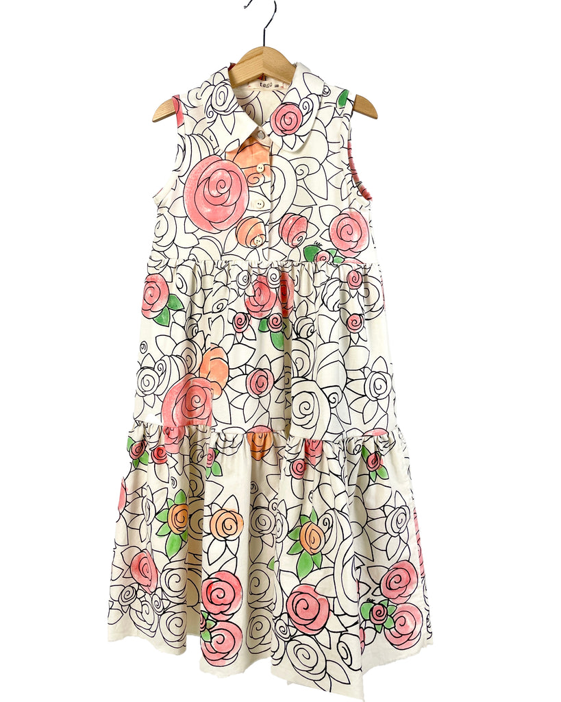 TAGO Cotton Jersey Rose Maxi Dress