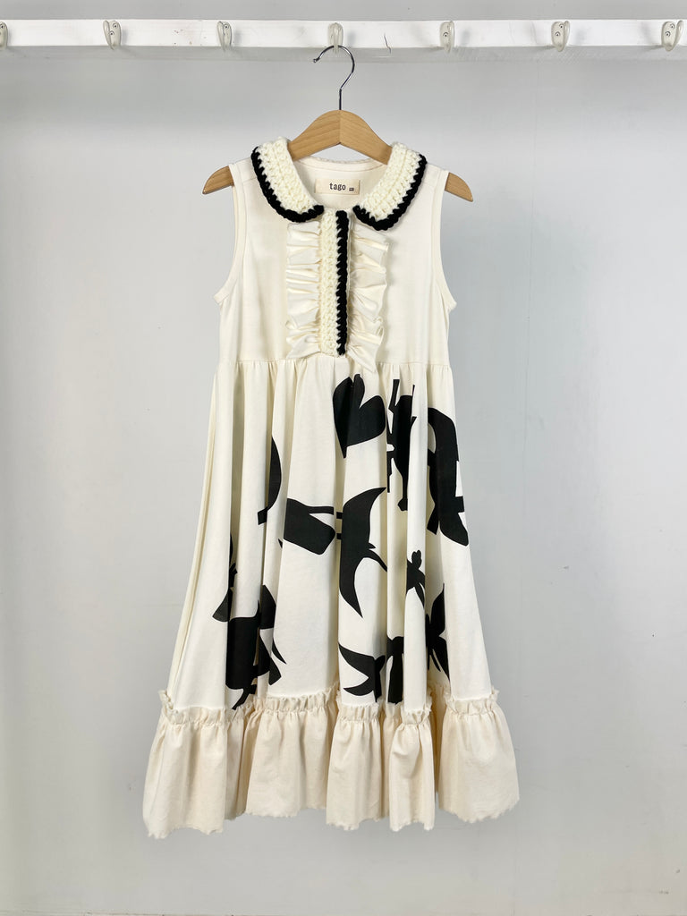 TAGO Cotton Tiered Jersey Maxi Dress in Ecru