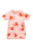 MiMiSol Silk Chiffon Overlay Roses Print Vichy Dress with Pockets