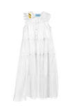 MiMiSol SATIN VOILE MAXI DRESS with Embroidered Appliqué on the Collar