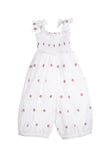 MiMiSol Rose Embroidered Smocked Jumpsuit with Shoulder Bows