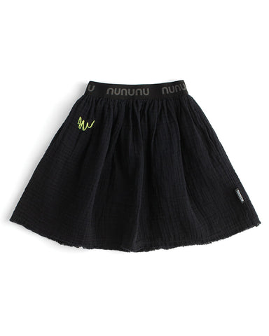 CAROLINE BOSMANS Ss23 Bubble Bow Skirt in Black Gloss Tafetta