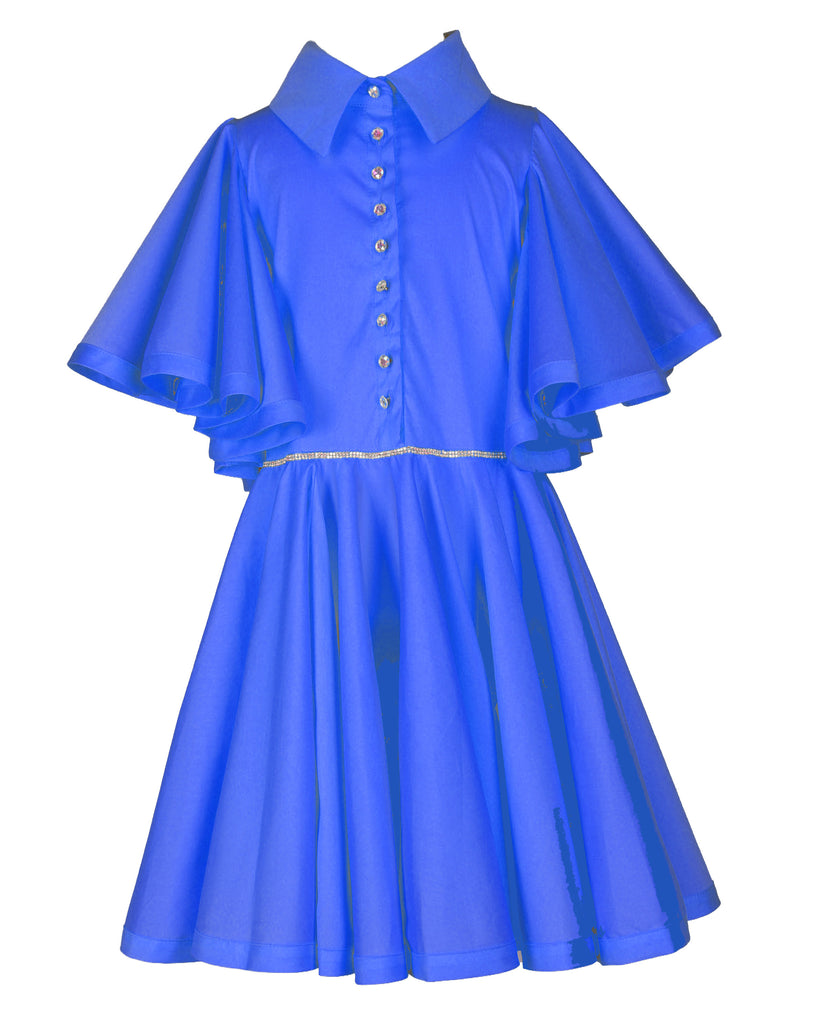 NIKOLIA "Dust Cakes" Eternity Cotton Dress with Swarovsky Detail in Blue