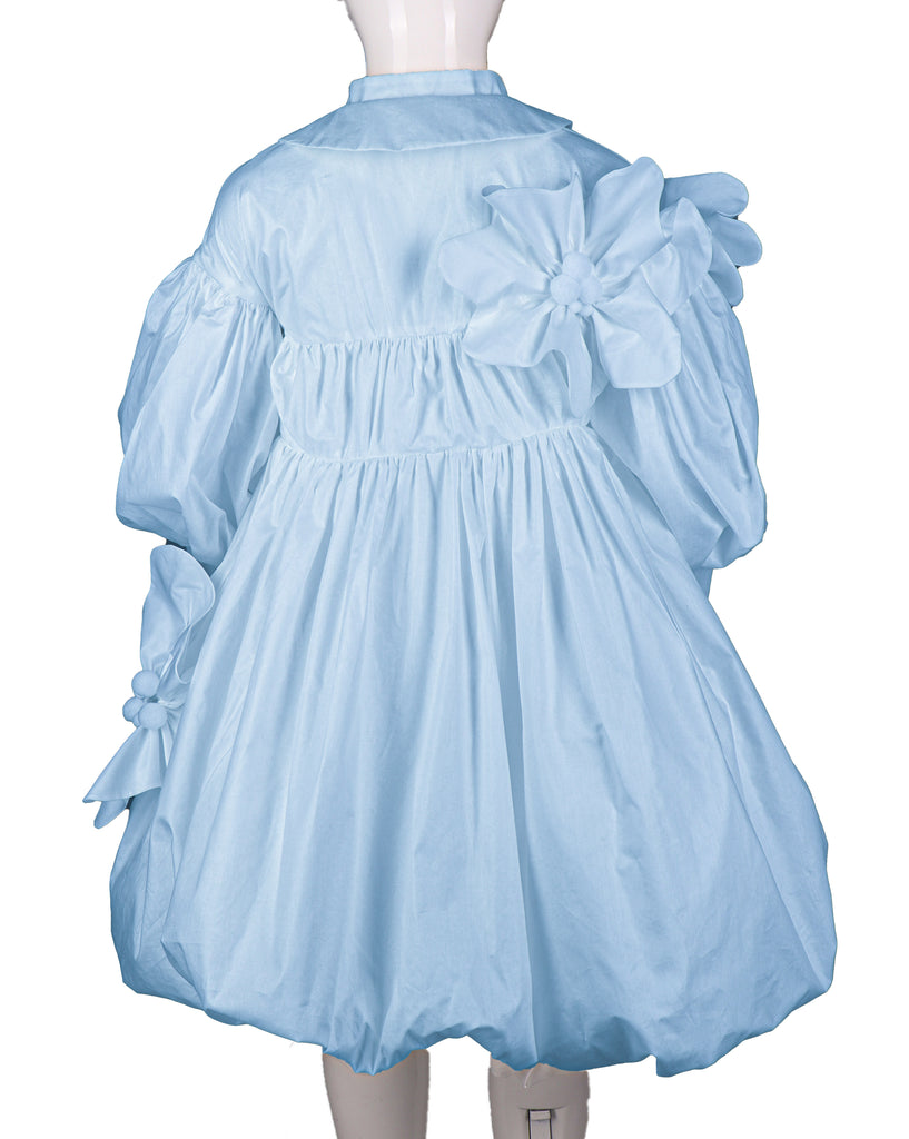 NIKOLIA "Good Morning Heaven" PRAY Cotton Bubble Skirt Dress in Blue