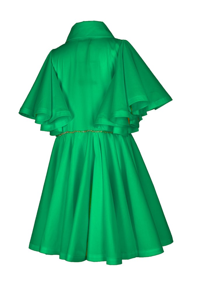 NIKOLIA "Dust Cakes" Eternity Cotton Dress with Swarovsky Detail in Green