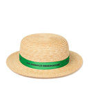 TAO The Animals Observatory Straw Boater Hat with Green Ribbon