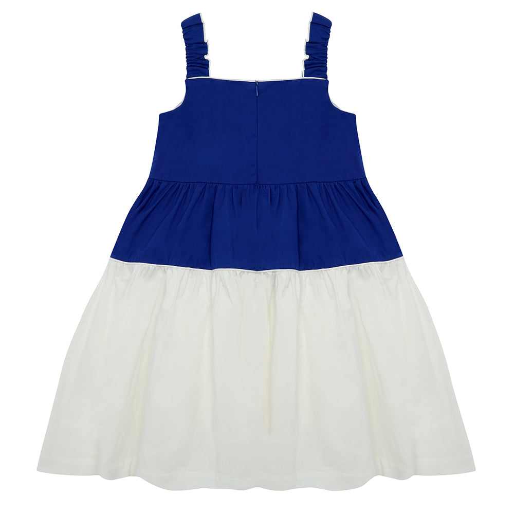 THE MIDDLE DAUGHTER Strap Line Dress in Aegean and Sea Salt