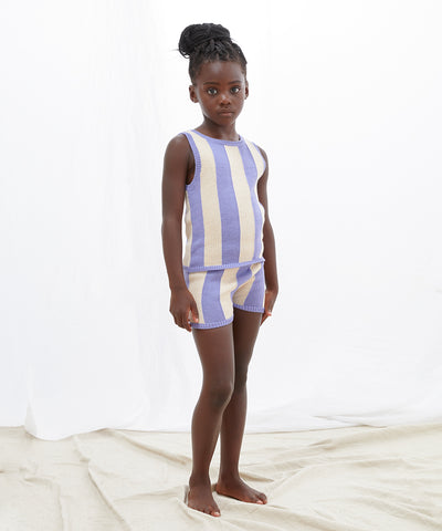 OEUF "Franglaise" Striped Knit Shorts in Dhalia