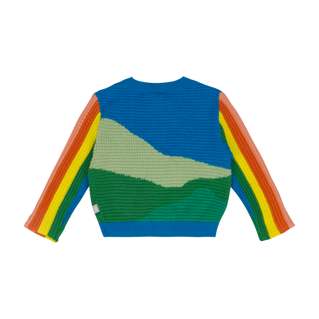 STELLA MCCARTNEY Baby Girl Knit Cardigan With Landscape Rainbow Crochet