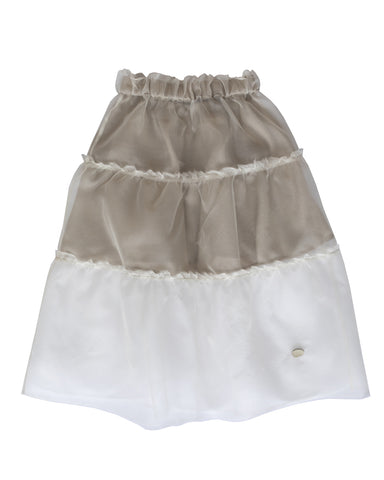UNLABEL Blue Lace Pull-On Skirt in Milk