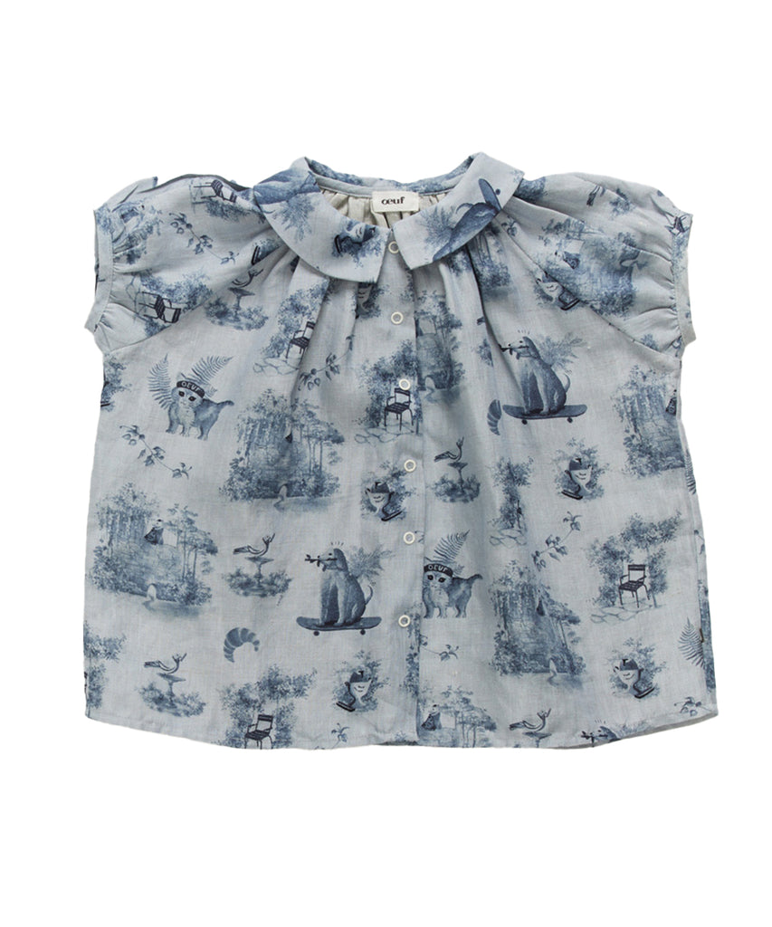 OEUF "Franglaise" Short Sleeve Blouse in Toile