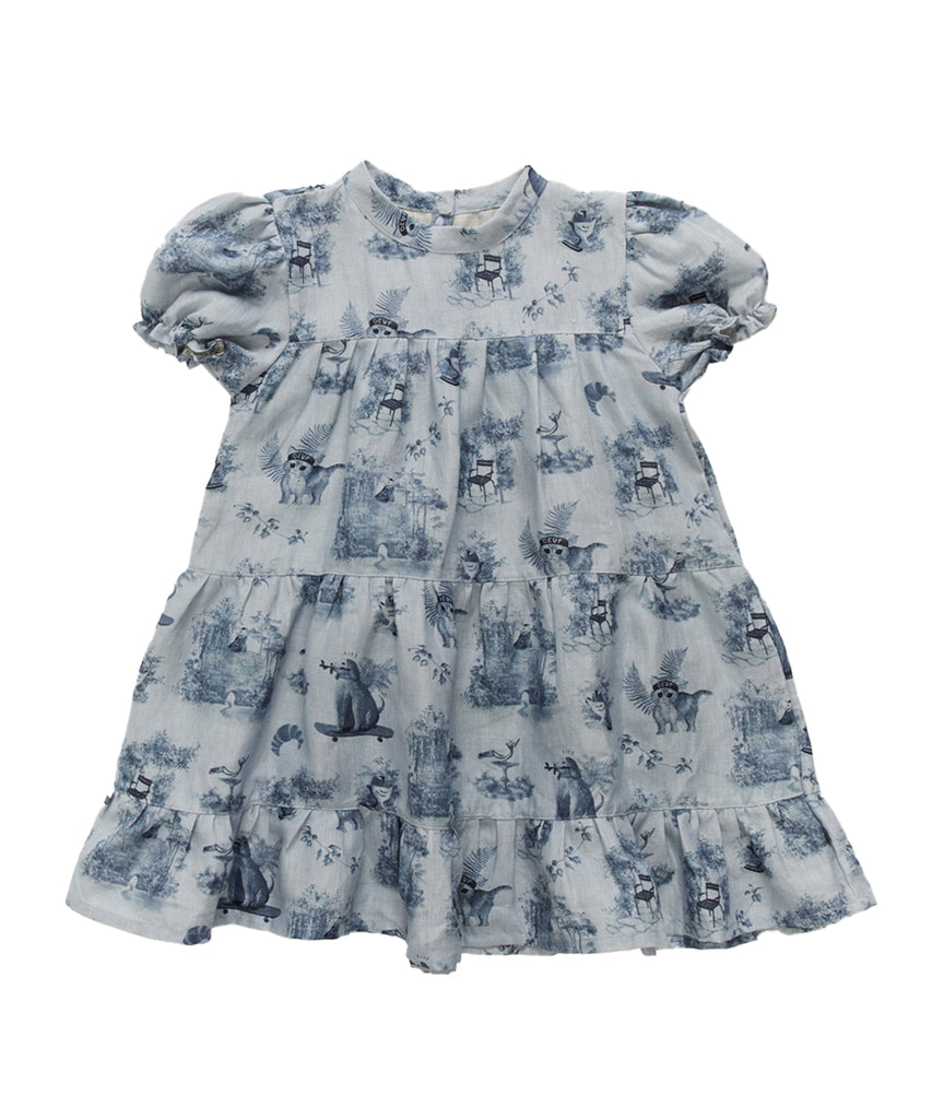 OEUF "Franglaise" Linen Tiered  Dress in Toile