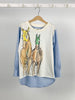 TAGO Ivory and Chambray Long Sleeve Shirt with Horse Print