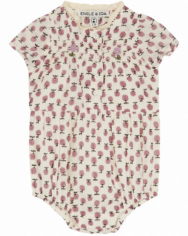 OEUF "Handle With Care" Peter Pan Collar Romper in Rose