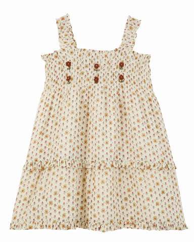 OEUF "Franglaise" Baby Peasant Dress with Bloomer in Croissants
