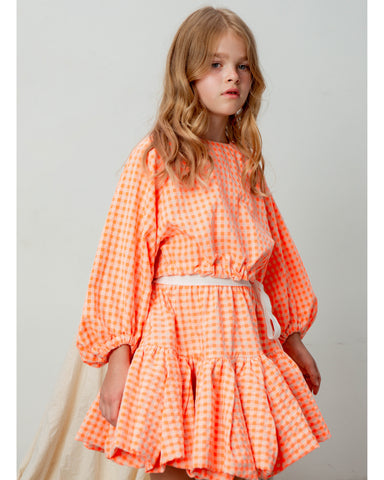 UNLABEL Apricot Tiered Skirt in Pink Milk Stripes