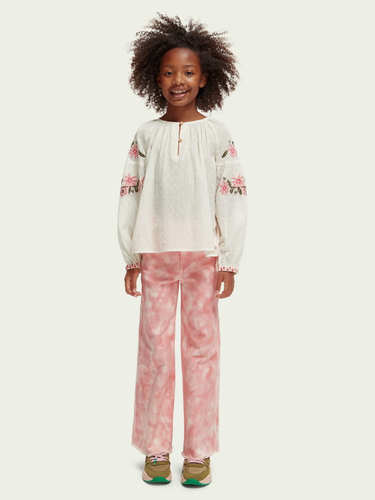 SCOTCH AND SODA Long-sleeved Floral Embroidered Shirt Blouse Top