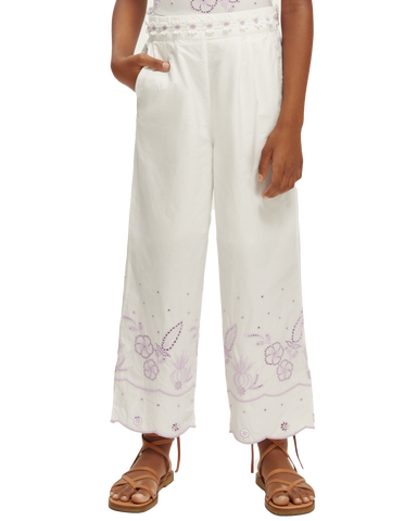 SCOTCH AND SODA FW23 Wide Leg Side Embroidered Sweatpants Trousers