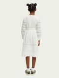 SCOTCH AND SODA Long-sleeved Organic Cotton Embroidered Midi Dress