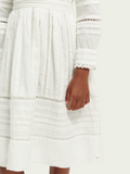 SCOTCH AND SODA Long-sleeved Organic Cotton Embroidered Midi Dress
